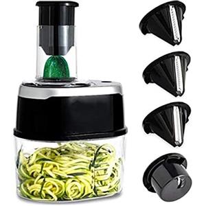 Generic Affettatrice elettrica a spirale, 500 W, multifunzione, con 4 lame di taglio per verdure, trituratore di cetrioli, tritatutto patate