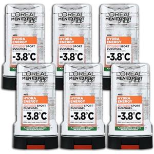 L'ORÉAL Confezione da 6 pezzi L'Oréal Paris Men Expert Gel Doccia & Shampoo Hydra Energy Extreme Sport -3,8°C 6 x 250 ml