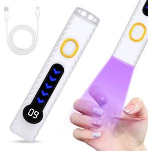 Alaoo Mini Lampada UV LED Unghie, 3W Lampada UV Portatile Ricaricabile, Fornetto Unghie Semipermanente, 20s/60s Temporizzazione, Asciugatura rapida(Bianco)