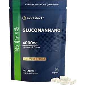 Horbäach Glucomannano 4,000mg - di Radice di Konjac con Cromo - 180 Capsule Vegani | 100% Puro - Horbaach