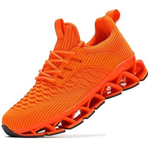 Wrezatro Women's Running Shoes Breathable Mesh Walking Shoes Slip on Tennis Sneakers Fashion Non Slip Work Sport Gym Cross Trainer Orange