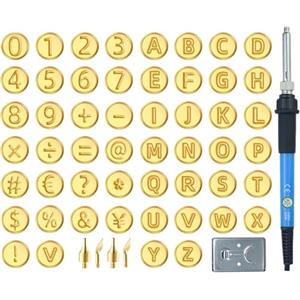 Generico Pirografo per Legno a Doppia Penna - Kit Pirografia con Caratteri Alfabetici,Template con e Numeri, per Artigianato Termico a Sbalzo e Pirografia