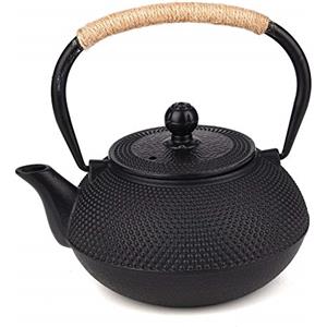 wandeli La migliore teiera giapponese in ghisa con infusore per tè in acciaio inox, 1000 ml (nero)