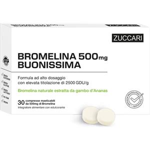 Zuccari Bromelina 500 Buonissima - Integratore Alimentare con Estratto di Ananas, 30 Compresse