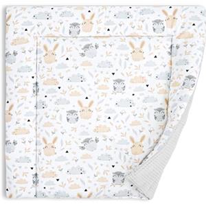 Totsy Baby Materassino fasciatoio 75x72 cm - cuscino neonato in cotone lavabile pieghevole e portatile materasso da viaggio tappetino per cassettiera lavatrice e tavolo 75 x 72 Oeko-Tex Gufi