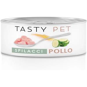 Tasty Pet Sfilacci Pollo Fegatini e Zucchine Umido per Gatti 85 gr - Ingredienti Naturali e Senza Additivi