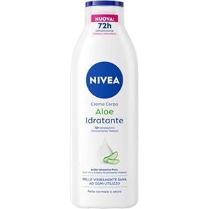 NIVEA Crema Corpo Aloe Idratante 250 ml, Crema idratante corpo 72h arricchita con Acido Ialuronico Puro, Aloe Vera e Siero Nutrimento Intenso, Crema corpo idratante pelle secca o normale