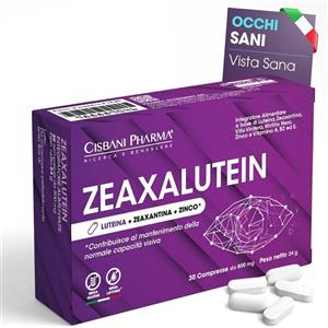 ZEAXALUTEIN - Integratore con Zeaxantina, Vitis Vinifera, Mirtillo Nero, Zinco e Vitamine A, B2 ed E - 30 Compresse
