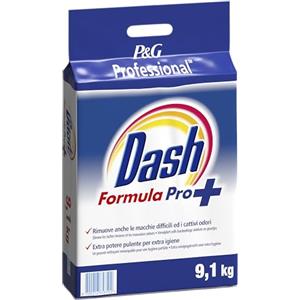 Dash Professional Formula Pro Plus, Detersivo Lavatrice Polvere Professionale 130lavaggi 9.1kg Rimuove Anche le Macchie piu' Difficili ed i Cattivi Odori, Bianco Straordinario Per Bucato Professionale