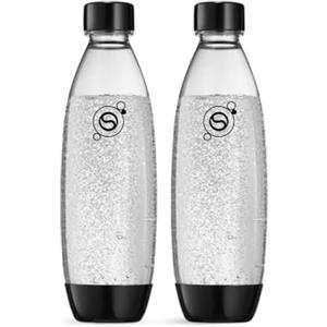 sodastream Fuse - 2 bottiglie d'acqua lavabili in lavastoviglie, capacità 1 litro, bottiglie per la gasatura compatibili con Gaia, Terra, Art ed Enso, ecologiche, colore nero.