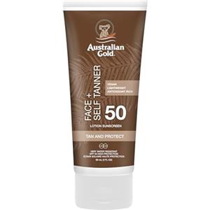 Australian Gold Crema Solare Viso SPF50 con Autoabbronzante - 88ml, Texture Leggera e Idratante