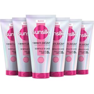 Sunsilk, 1 Minute WOW Scintille di Luce, Trattamento Capelli in 1 Minuto, Capelli Più Brillanti e 2 Volte Più Setosi, con 8% CERA-GLOSS COMPLEX con Ceramide, Olio Jojoba e Collagene, 6 Pezzi da 180 ml