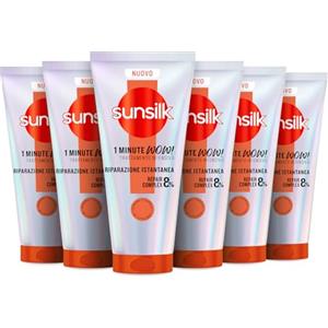 Sunsilk, 1 Minute WOW Riparazione Istantanea, Trattamento Capelli in 1 Minuto, Capelli Riparati e Visibilmente Sani, con 8% Repair Complex con Peptidi, Vitamina C e Olio di Mandorla, 6 Pezzi da 180 ml