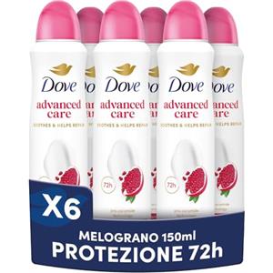 Dove Deodorante Spray Advanced Care Go Fresh Melograno, con Formula Idratante e Delicata sulla Pelle, Senza Alcol, Pelle Asciutta Fino a 72 Ore, Deodorante Uomo e Donna, 6 Pezzi da 150ml