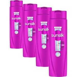 Sunsilk, Shampoo Liscio Perfetto 2in1, Shampoo e Balsamo per Capelli Lisci e Disciplinati, Formula Arricchita con Liss-Align Complex con Biotina, Olio di Argan e Vitamina C, 250ml (Confezione da 4)