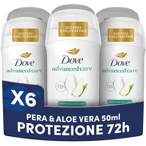 Dove Deodorante Stick Go Fresh Pera e Aloe Vera, Deodorante Antitraspirante, Protezione Fino a 72 Ore, con Pro-Ceramide Technology e Ingredienti Idratanti, Deodorante Uomo e Donna, 6 Pezzi da 50ml