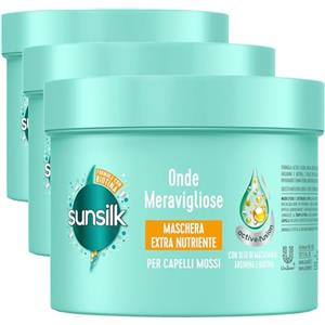 Sunsilk, Mask Onde Meravigliose, Maschera Capelli Mossi, Secchi e Danneggiati, Formula Active Fusion con Olio di Macadamia, Arginina e Biotina, per Onde Morbide e Splendenti*, 440ml (Confezione da 3)