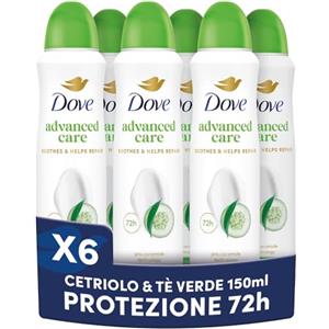 Dove Deodorante Spray Advanced Care Go Fresh Cetriolo Formula Idratante e Delicata, Pelle Asciutta Fino a 72 Ore, Deodorante Uomo e Donna, 6 Pezzi da 200ml