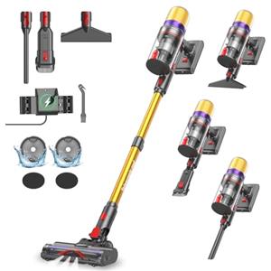 Aodebiao V16 Aspirapolvere senza Fili 55Kpa/600W/80Mins, Scopa Elettrica senza Fili Potente con LED Touchscreen, Anti-Groviglio, Modalità Automatica per Pavimenti/Tappeti/Peli Animali