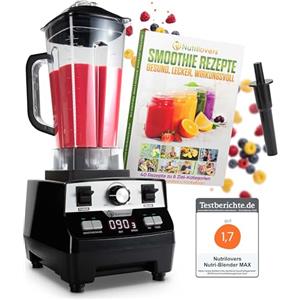 Nutrilovers NUTRI-BLENDER MAX Frullatore ad alte prestazioni 2000W - 2L Tritan, senza BPA, 9 vel, timer digitale