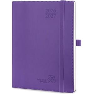 POPRUN Agenda 2026 2027 Settimanale Verticale 22 x 16,5 cm, Diario Scuola 17 Mesi da Ago.2026 a Dic.2027, Copertina Morbida in Pelle Vegana e Carta Spessa da 80 GSM, Viola