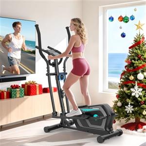 Neezee Ellittica, Macchina Ellittiche Magnetica con 16 Livelli di Resistenza,display LCD,Portaborraccia, Pedali antiscivolo, Capacità di Peso fino a 130KG,Cyclette Ellittica da Casa