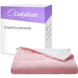 Dailydream Coperta terapeutica di peso | 135 x 200 | 4,5 kg | Rosa | Soffice peluche | Con imbottitura di perline di vetro | Coperta pesante per dormire | Coperta terapeutica | Peso