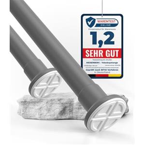 MEISENBERG Bastoni per Tende a Pressione 50-80, Grigio, Ø 25 mm, Bastone Tenda Estensibile per Finestre, Doccia, Terrazza e Parete Divisoria