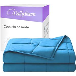 Dailydream Coperta ponderata terapeutica cotone, 4,5 kg, per adulti, 135 x 200 cm, blu