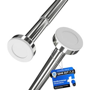 MEISENBERG 2 pezzi Bastone Tenda Doccia Estensibile 50-80 cm, Ø25mm, Argento - Bastoni per Tende a Pressione, Asta Telescopica, Regolabile, Montaggio senza fori per Finestre, Bagno, Armadio, Balcone