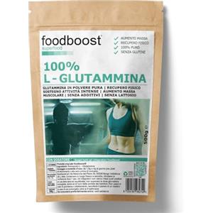 foodboost L - Glutammina pura in polvere 500 g foodboost - Ø additivi - con dosatore - per aumento massa muscolare, per sostenere recupero fisico, pre workout, post workout