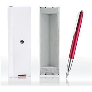 Wikult Personalizzato Hong-Dian 525 rosso vino Fude Penna, Pennino curvo Calligrafia Penna stilografica con confezione regalo, Inciso con il tuo nome