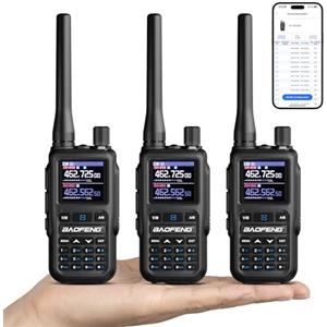 BAOFENG GT-5R Mini 5W Radio Doppia banda, Walkie-Talkie VHF/UHF, Programmazione tramite app wireless, 999 Canali, Doppio PTT, Porta di ricarica USB-C, Ricevitore Airband/FM (confezione da 3)