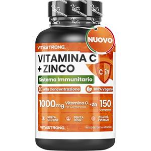 Vitastrong Vitamina C 1000mg Zinco - 150 Compresse per Supporto Immunitario e Fertilità