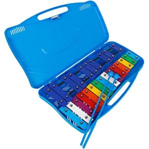 fuzhik Glockenspiel Professional Diatonico a 25 Tasti Metallofono, Per Uno Strumento Musicale, Aggiornamento Xilofono, Con Due Martelli (Blu)