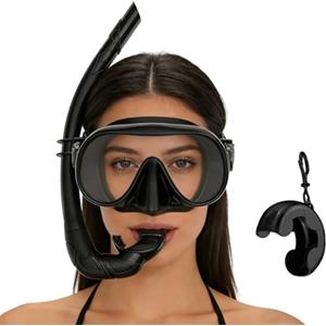 Générique Kit di boccaglio per adulti, maschera grandangolare anti-appannamento, con scatola e pinne regolabili | per l'apprendimento del nuoto, viaggi isolani, sport