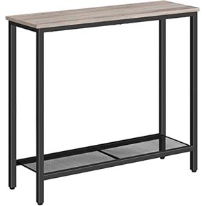 HOOBRO Consolle Ingresso, 75 cm Tavolo Console Stretto, Piccolo Tavolo da Divano con Ripiano Portaoggetti, per Corridoio, Soggiorno, Camera da Letto, Salotto, Grège e Nero EBG74XG01