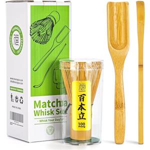TEANAGOO 3 Pezzi Kit Matcha set, frusta per Matcha (Chasen), misurino tradizionale (Chashaku), cucchiaio da tè, I5, il set perfetto per preparare una