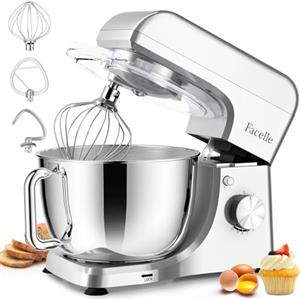 Facelle Impastatrice Planetaria Professionale, 1300W, 10 Velocità e Funzione Pulse, Contenitore Inox 5.5 L, Piedini antiscivolo, Coperchio con apertura, Uncino, Mescolatore, Frusta sbattitrice
