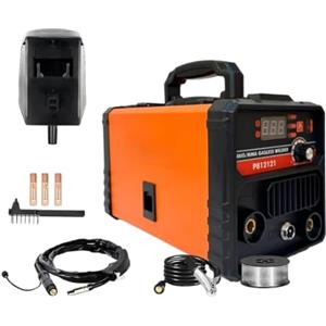 Generico Saldatrice Multifunzione IGBT Inverter MMA + MIG Filo Continuo NO GAS 350A con Display Digitale Ventola di Raffreddamento Saldatrice Portatile Saldatura MIG MMA include Maschera, Torcia e Bobina