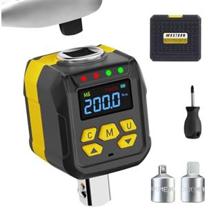 WAXTRON Adattatore dinamometrico digitale 1/2 pollici, 6-200 Nm, 3 pezzi, adattatore per chiavi dinamometriche da 3/8 e 1/4, cassetta degli attrezzi professionale per la manutenzione di moto