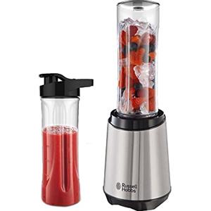 Russell Hobbs, Frullatore smoothie, Frullatore sport, Borraccia sport, 2 bottiglie da 600 ml, 300 W, 23500 giri, Lavastoviglie ok, Mix&Go 23470-56