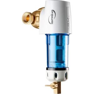 iSpring WSP50GR-E Filtro per l'acqua a Sedimenti Spin-on Riutilizzabile, 50 Micron con Raschietto Incorporato, Testa Girevole a 360°, Manometro, Blu