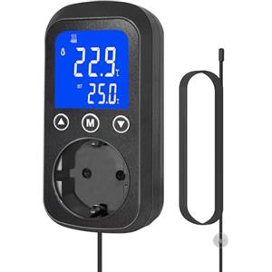 KETOTEK KT2000 Presa Digitale Termostato Interruttore Temperatura Relè 230V con Sensore Impermeabile Riscaldamento Raffreddamento Presa Controllata per Acquari Birrifici Casa Serre e Rep