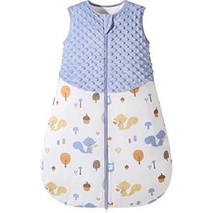 Fairy Baby Sacco Nanna per Neonati 1,5 Tog Sacco a Pelo Invernale per Neonato Coperta Indossabile in Cotone Morbido Swaddle (Blu, S(0-6 Mesi))