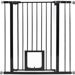 UBRAVOO Baby Gate per porte e scale,Cancello di sicurezza per porta in metallo con chiusura automatica, montaggio a pressione, nessuna perforazione,per bambini e animali domestici (Nero-D, 76-97cm)