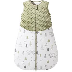 Fairy Baby Sacco Nanna per Neonati 1,5 Tog Sacco a Pelo Invernale per Neonato Coperta Indossabile in Cotone Morbido Swaddle (Verde, M(6-12Mesi))