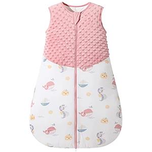 Fairy Baby Sacco Nanna per Neonati 1,5 Tog Sacco a Pelo Invernale per Neonato Coperta Indossabile in Cotone Morbido Swaddle (Rosa, M(6-12Mesi))