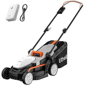 Litheli Tagliaerba Tosaerba a Batteria 33cm, 1x 20V Batteria 4.0Ah, Altezza Regolabile 25-65mm, Sacco 30L, per Prati Fino a 200m²
