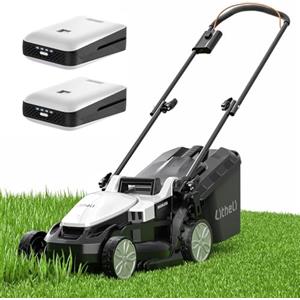 Litheli Tagliaerba Tosaerba a Batteria 33cm, 2x 20V Batterias 4.0Ah, Altezza Regolabile 25-65mm, Sacco 30L, per Prati Fino a 200m² (Motore senza spazzole)